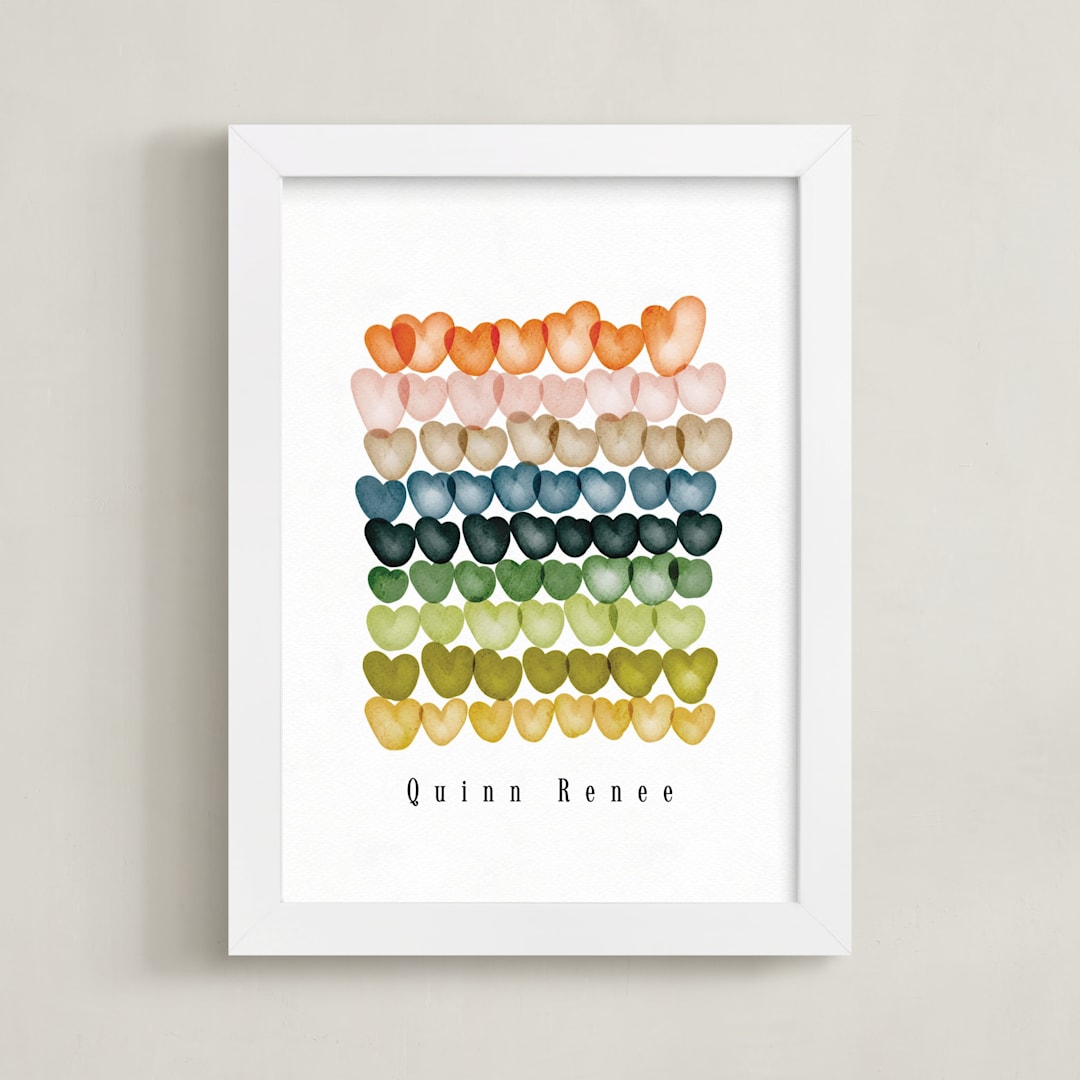 "My heart is full" - Personalized Art Print in Peach by Britt Mills - Framed