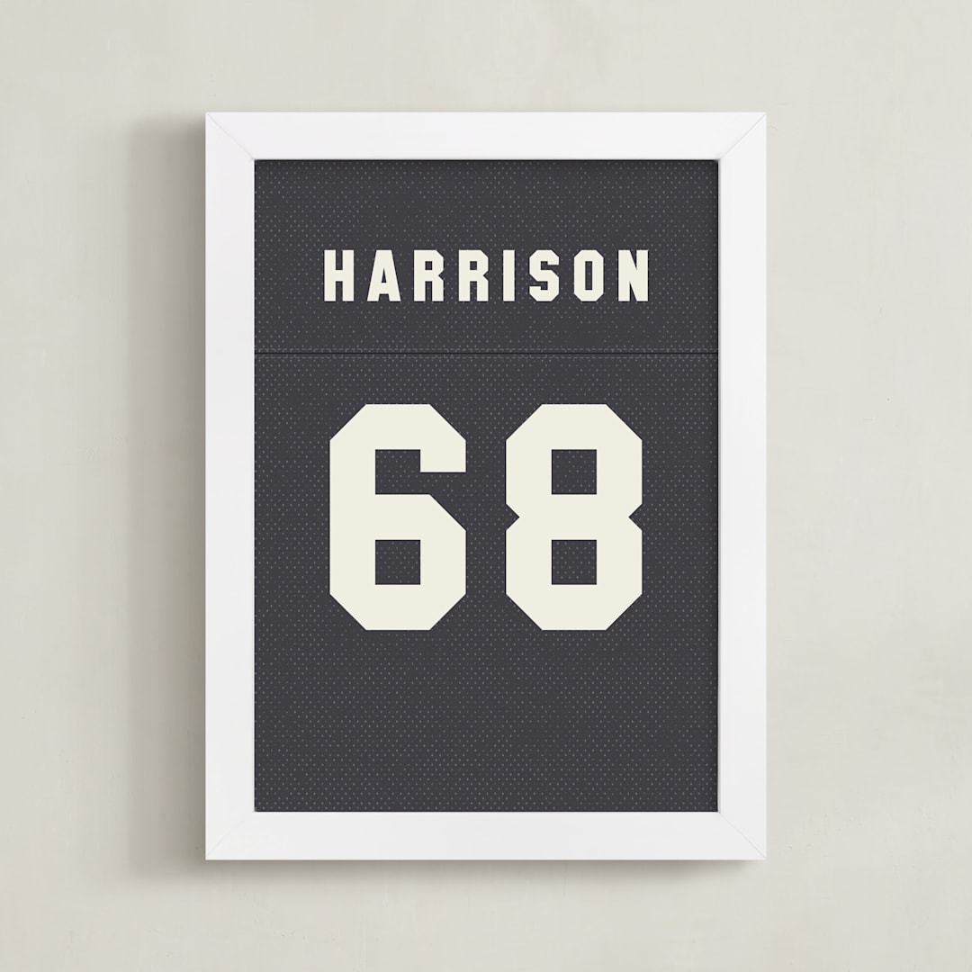 "Game Day" - Personalized Art Print in Navy Blue by taylorVdesign - Framed