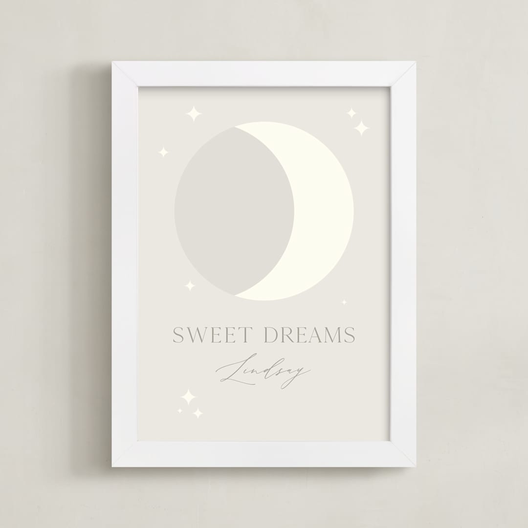 "Sweet Dreams Moon" - Personalized Art Print in Moondust by Alexandra Cohn - Framed