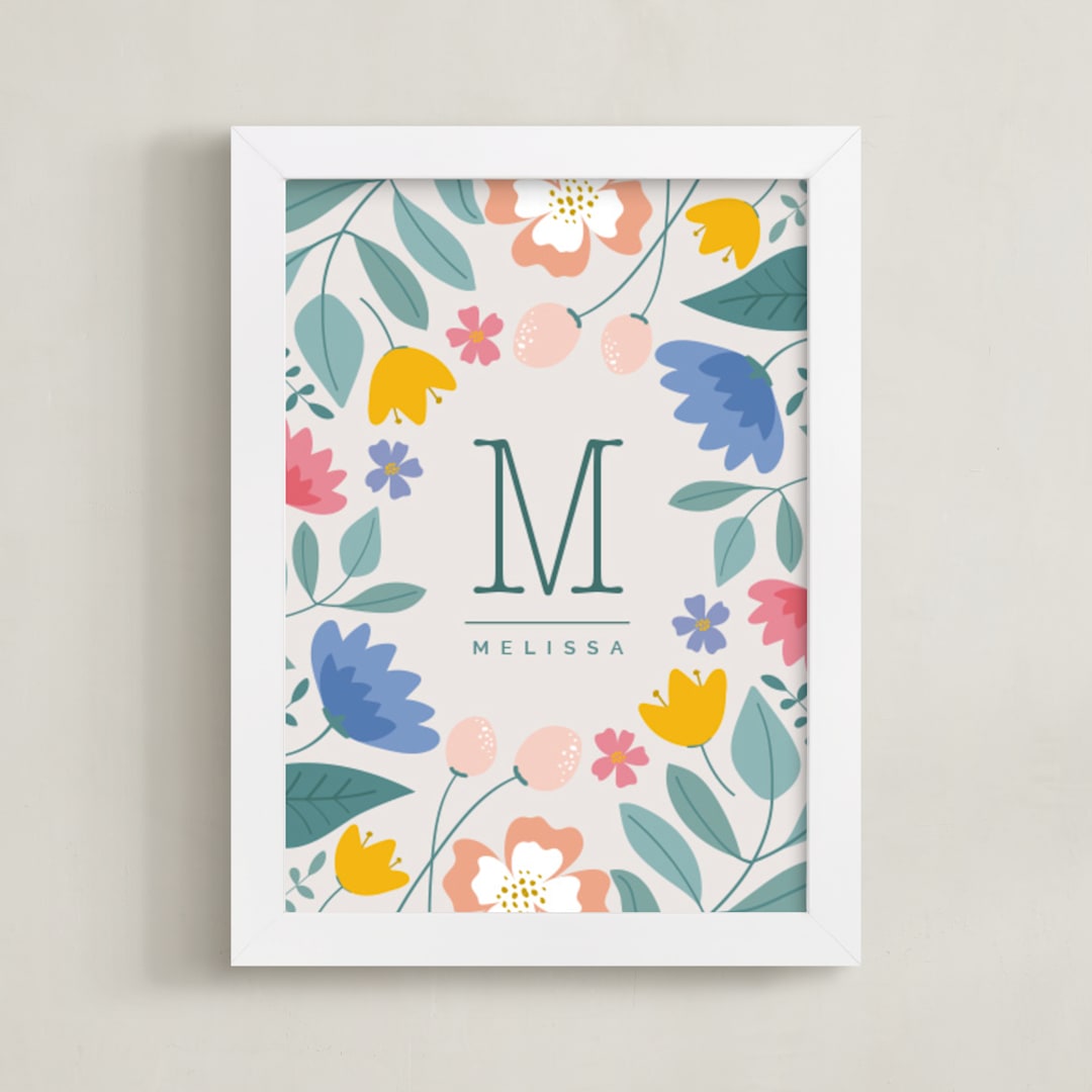 "Forest Flowers" - Personalized Art Print in Forest by Zani van Zyl - Framed