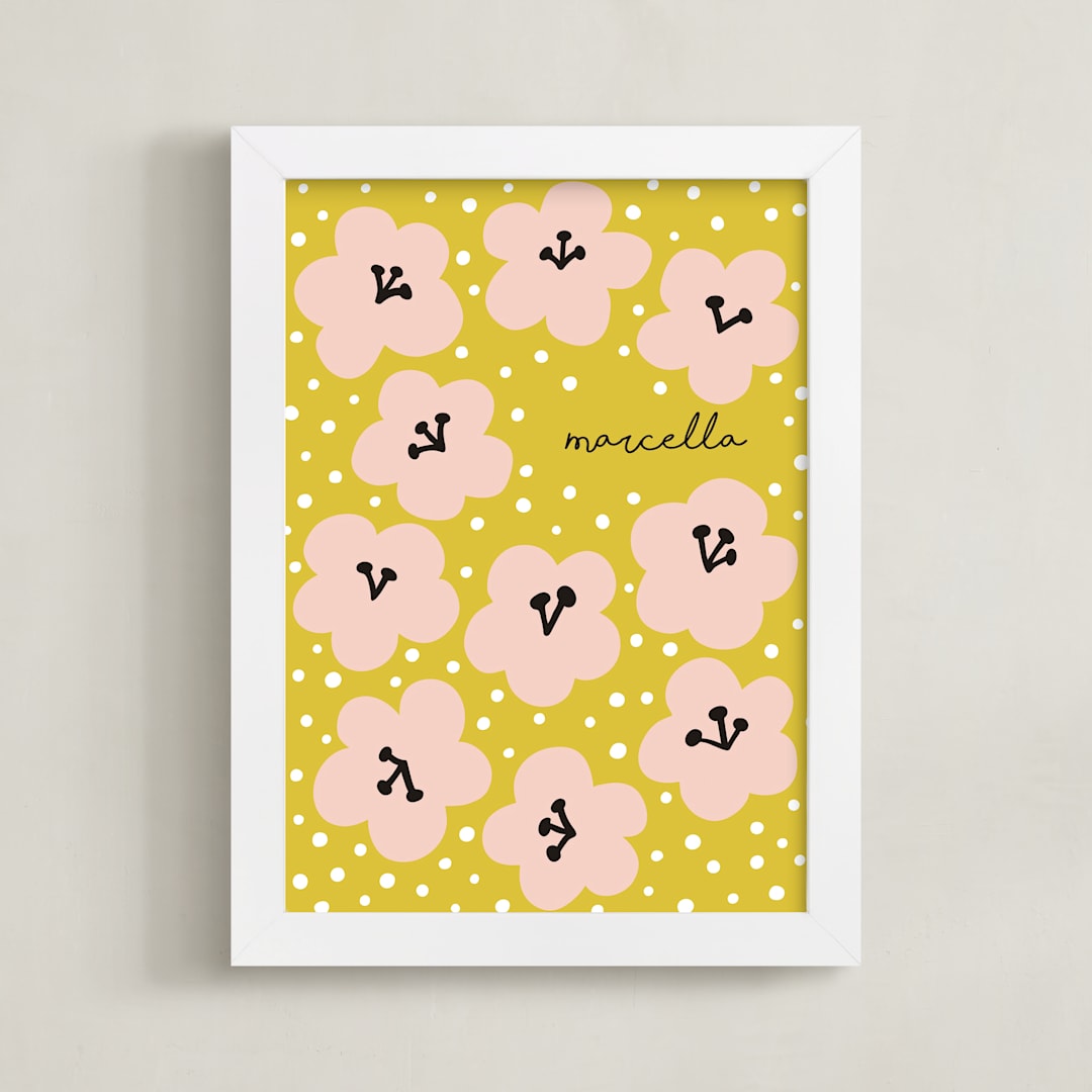 "Marcella" - Personalized Art Print in Mustard by Nieves Herranz - Framed