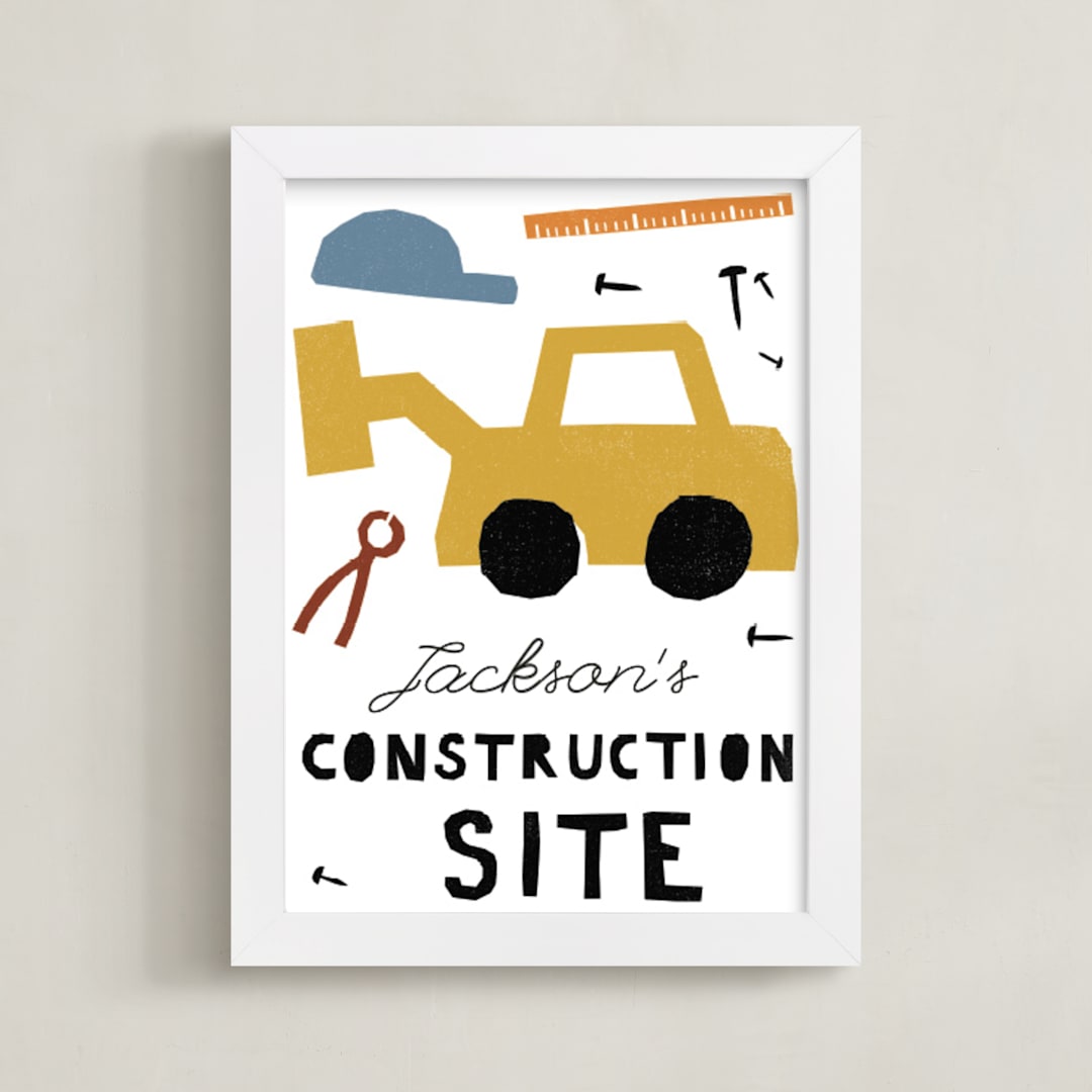 "construction site" - Personalized Art Print in Lemon by Sumak Studio - Framed