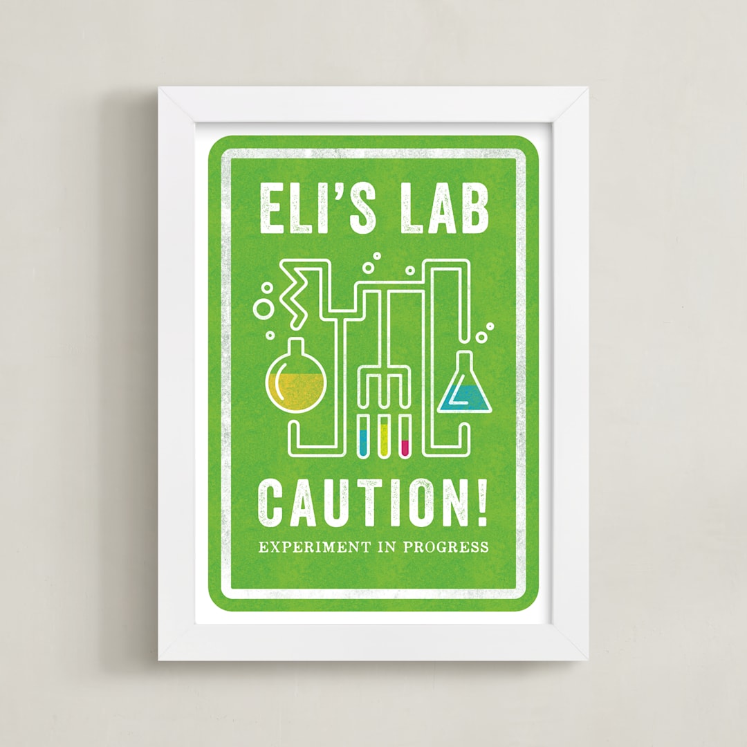 "Science Lab" - Personalized Art Print in Slime by Robert and Stella - Framed