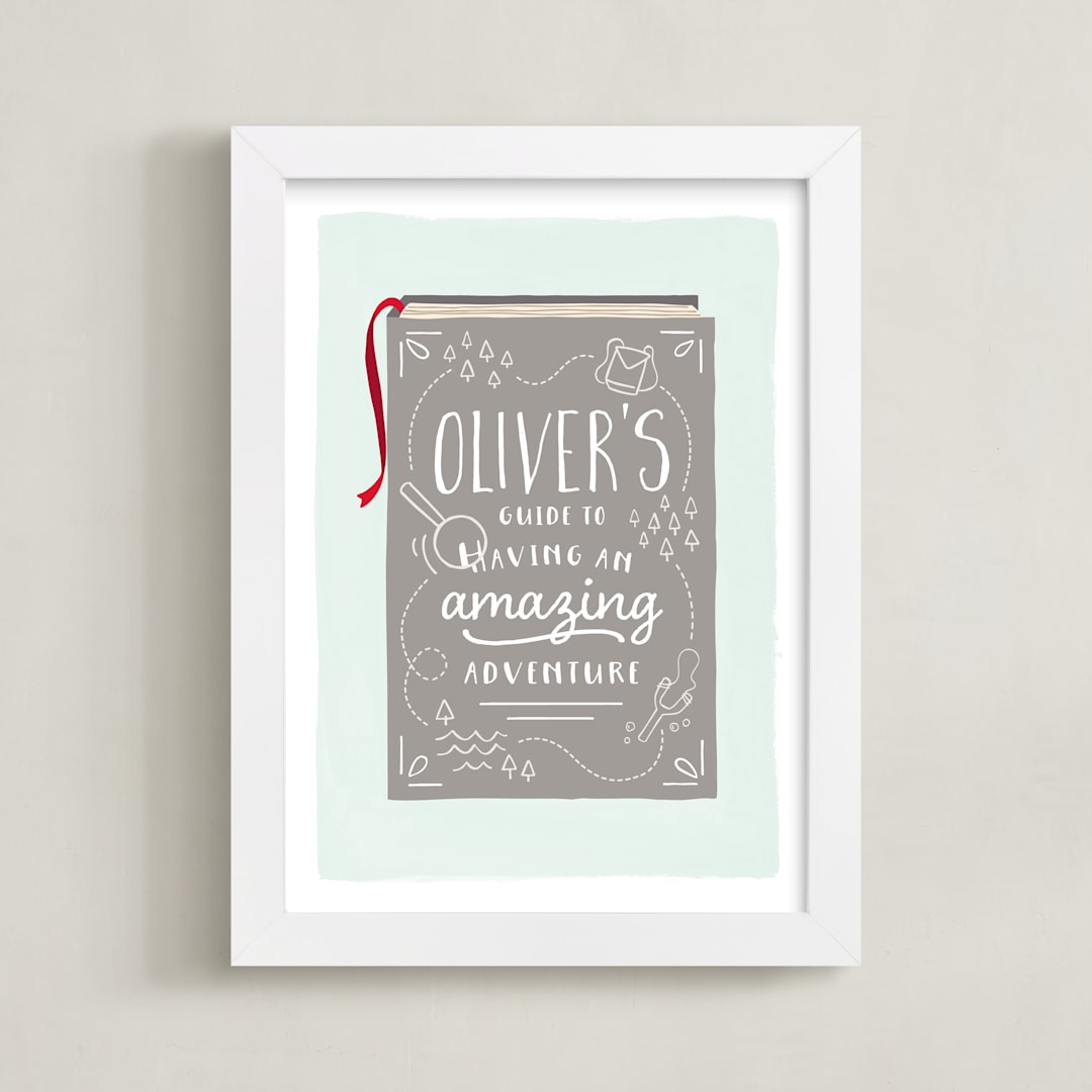 "Our Story" - Personalized Art Print in Gray by JeAnna Casper - Framed