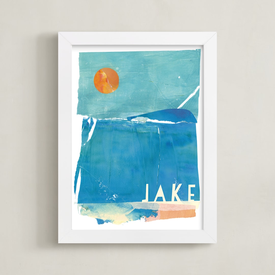 "Night Swim" - Personalized Art Print in Blue by sue prue - Framed