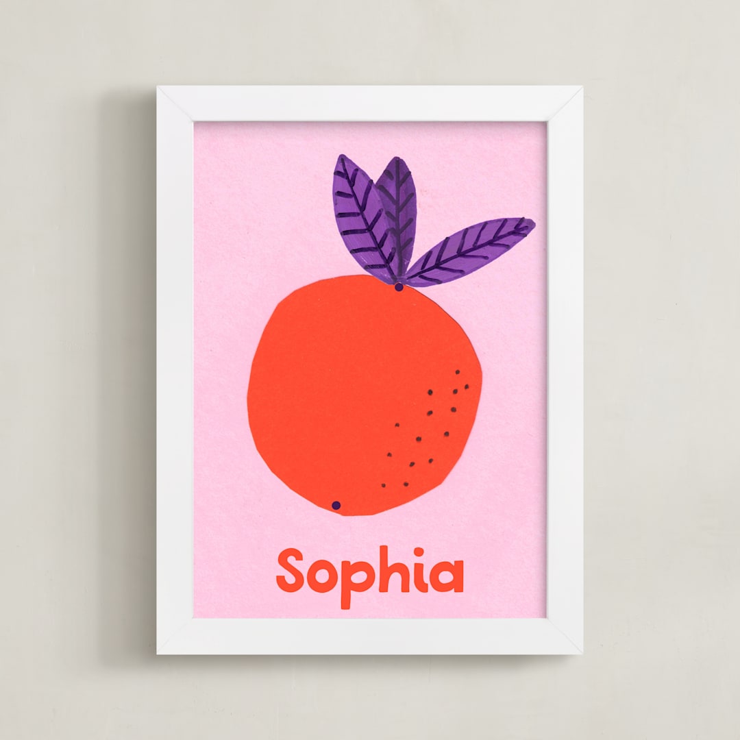 "My Fruity Family III" - Personalized Art Print in Citrus by Marta Crea - Framed