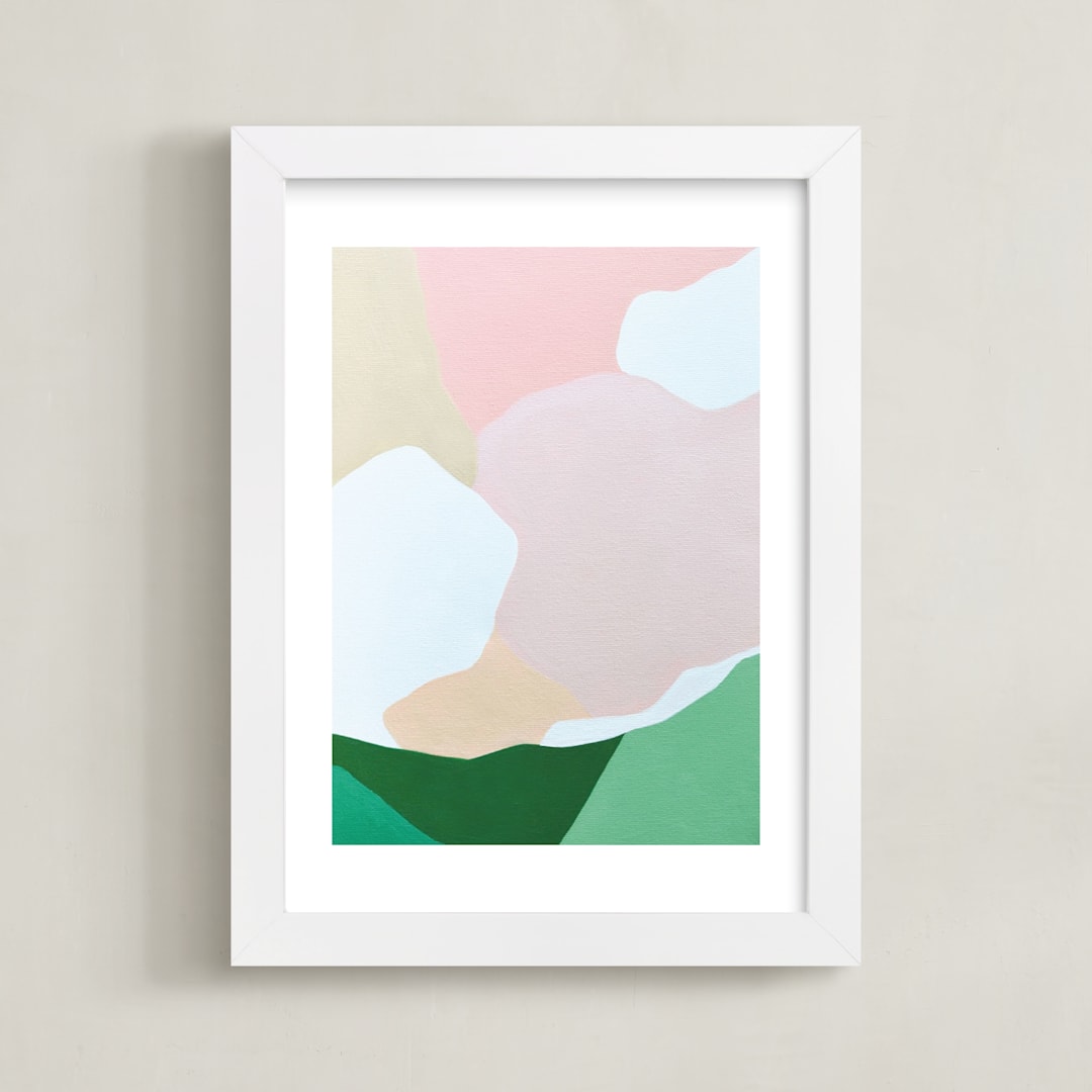 "Abstracted Summer Hills" - Art Print in blush by Jennifer Hallock - Framed