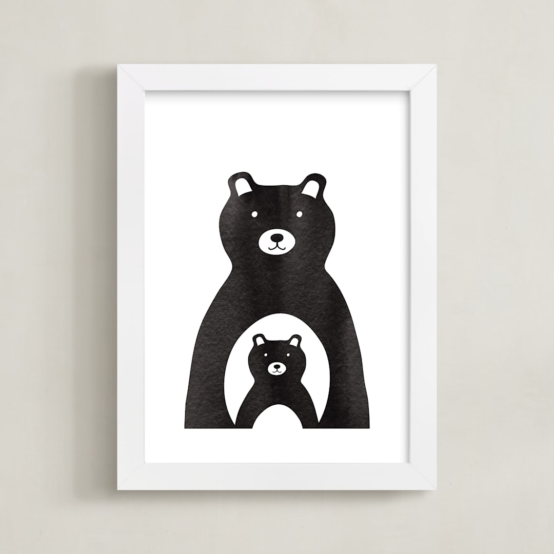 "Mama and Me" - Art Print in Coal by Lehan Veenker - Framed