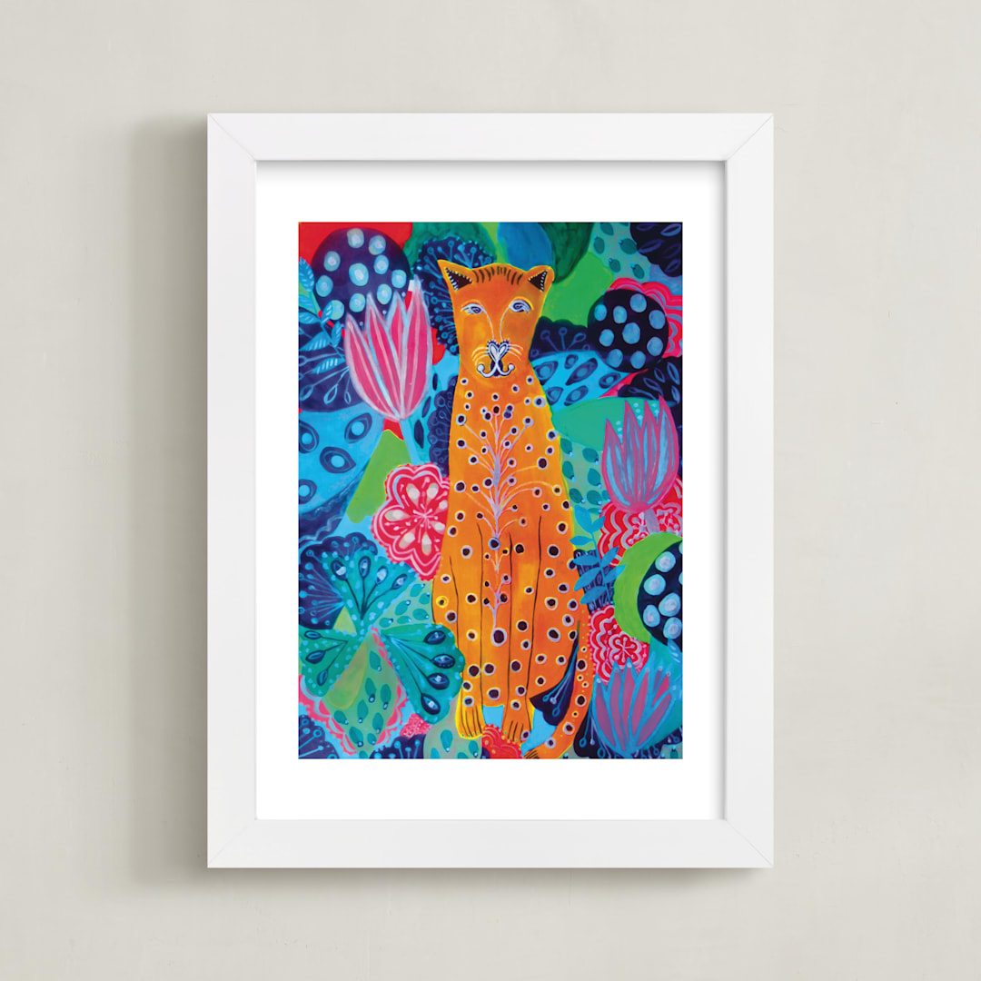 "Cat's Cradle" - Art Print in Golden Cat Fur by marcia biasiello - Framed