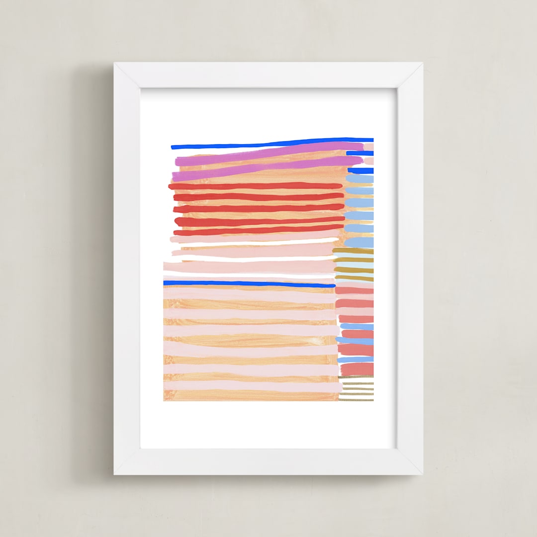 "Peach Party One" - Art Print in Poppy by Katie Craig - Framed