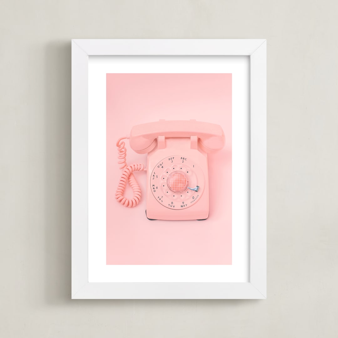 "0 is for operator." - Art Print in Strawberry Shortcake Pink by Alicia Abla - Framed