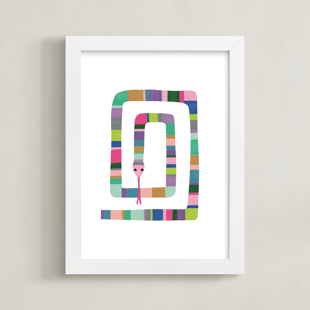"Sssnake" - Art Print in rainbow by Leanne Friedberg - Framed