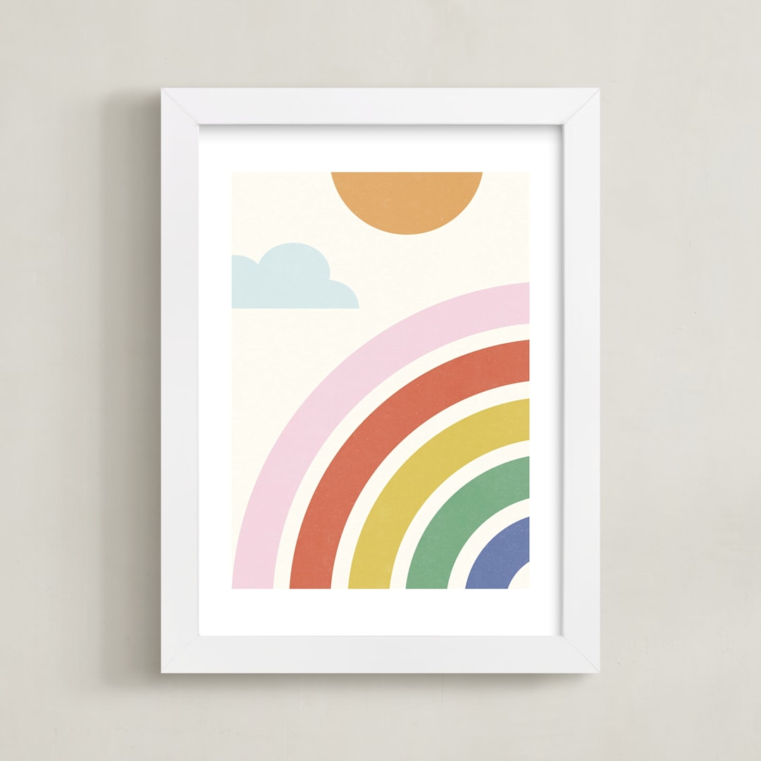 "Simple Rainbow" - Art Print in Sunshine by Kristen Smith - Framed