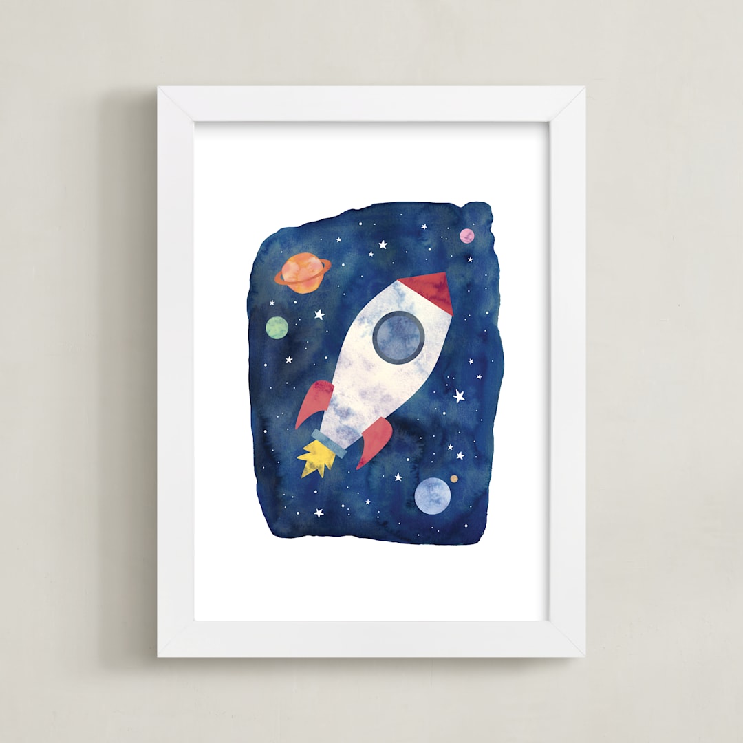 "Galactic Inspiration I" - Art Print in Navy by Creo Study - Framed