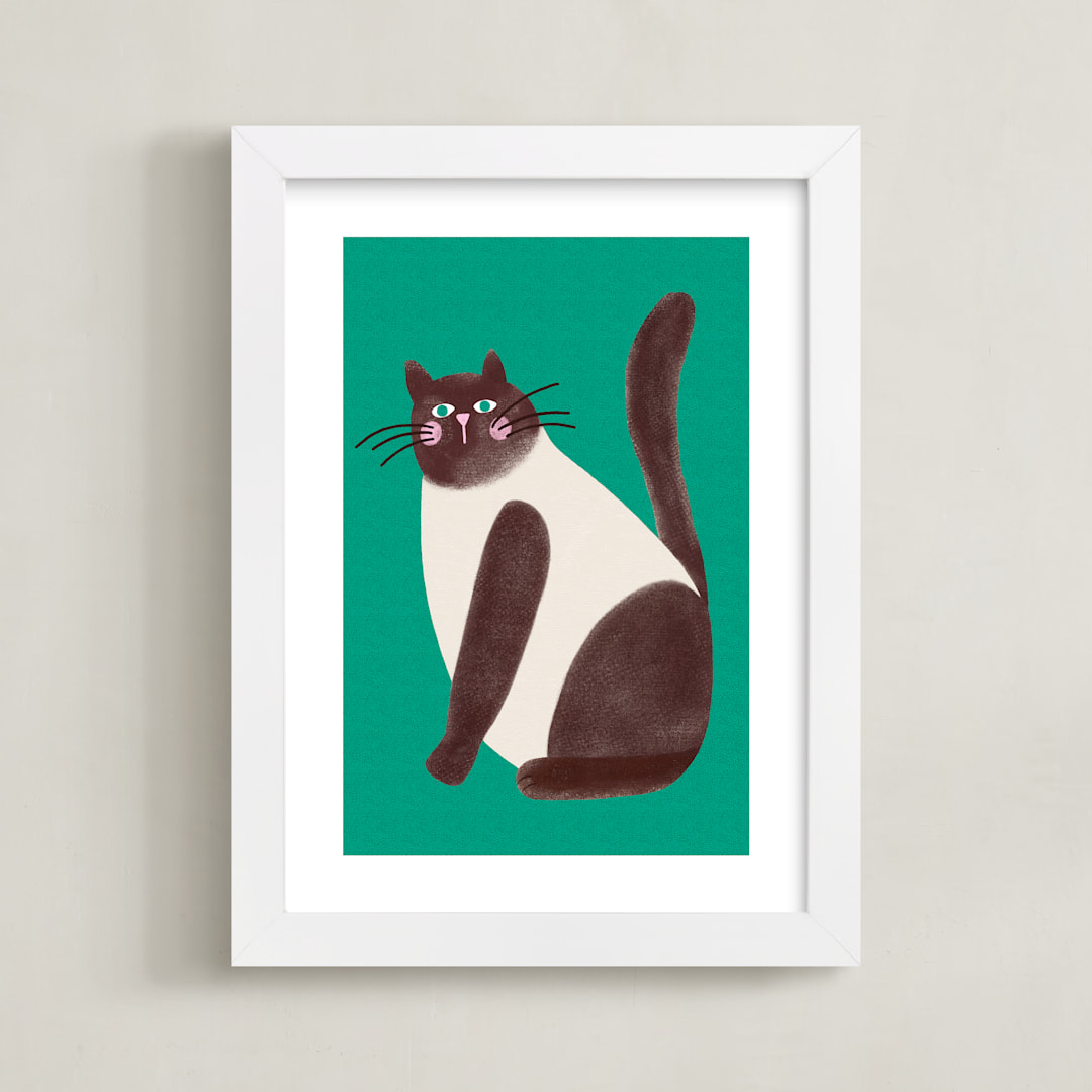 "Seal Point" - Art Print in Jade by Summer Winkelman - Framed