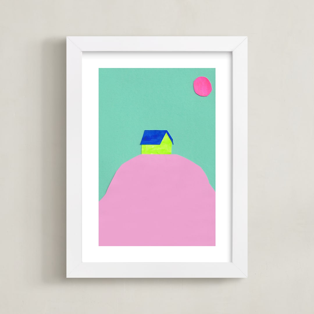 "Dia y Noche I" - Art Print in Pink, Green by Marta Crea - Framed