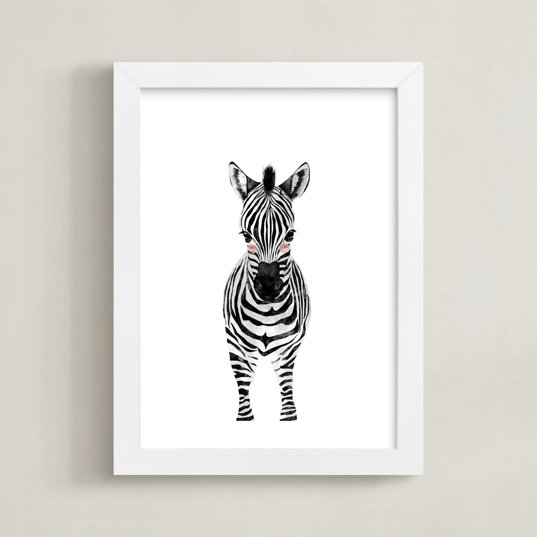 "baby animal.zebra" - Art Print in black by Cass Loh - Framed