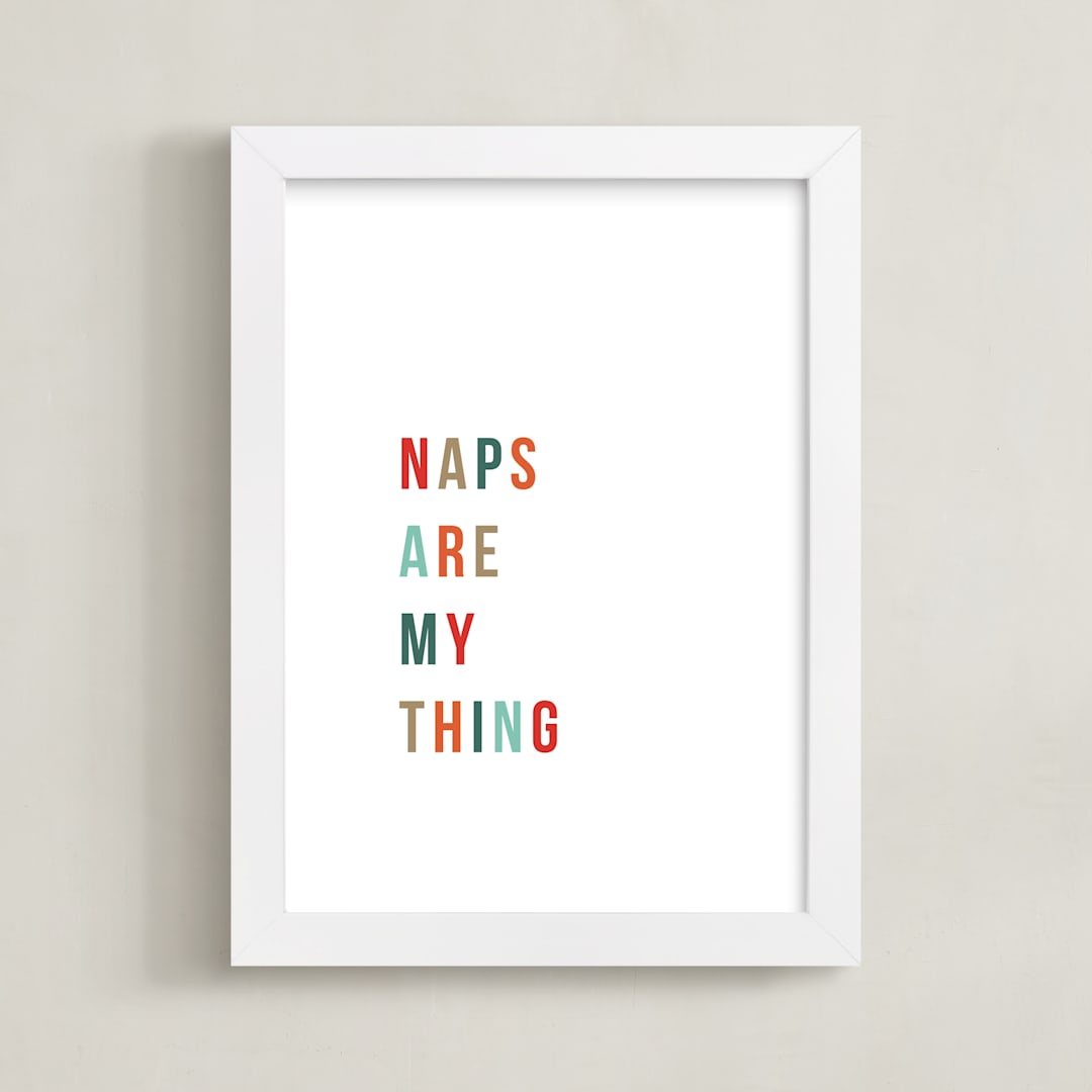"Naps Are My Thing" - Art Print in Clementine by Christie Garcia - Framed