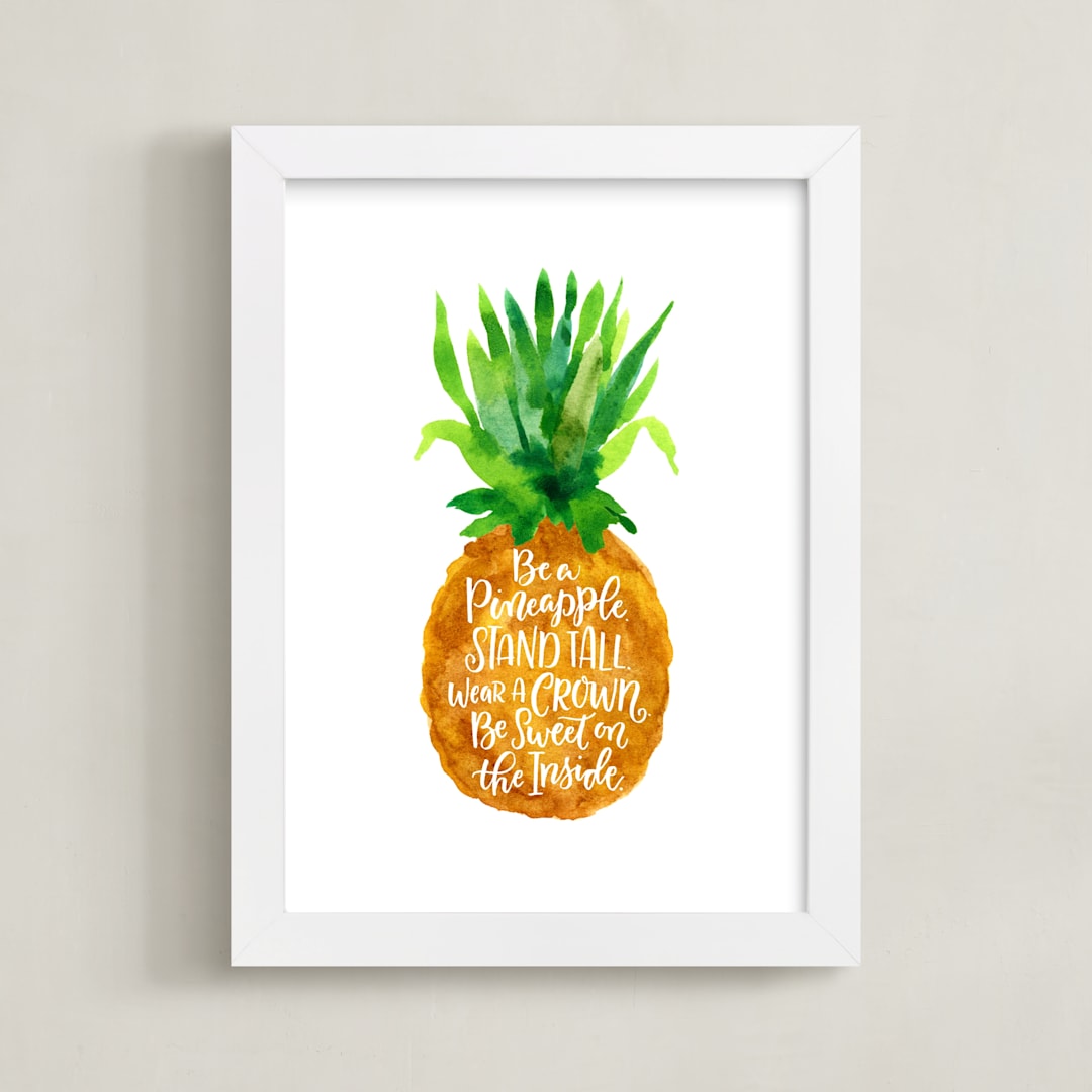 "Be A Pineapple" - Art Print in Golden Brown by Laura Bolter - Framed