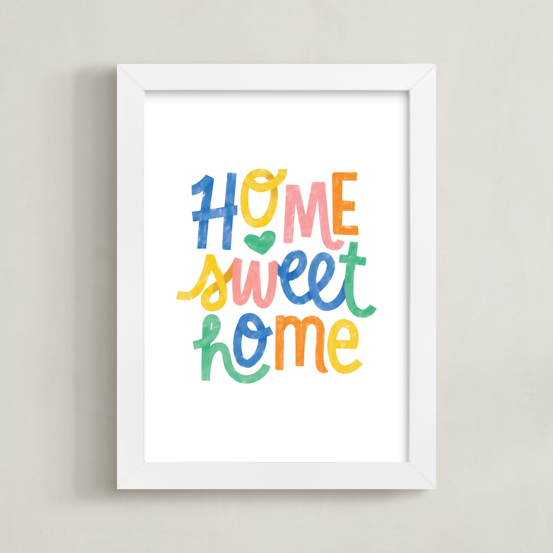 "Home Sweet Home" - Art Print in Multi Brights by Ariel Rutland - Framed