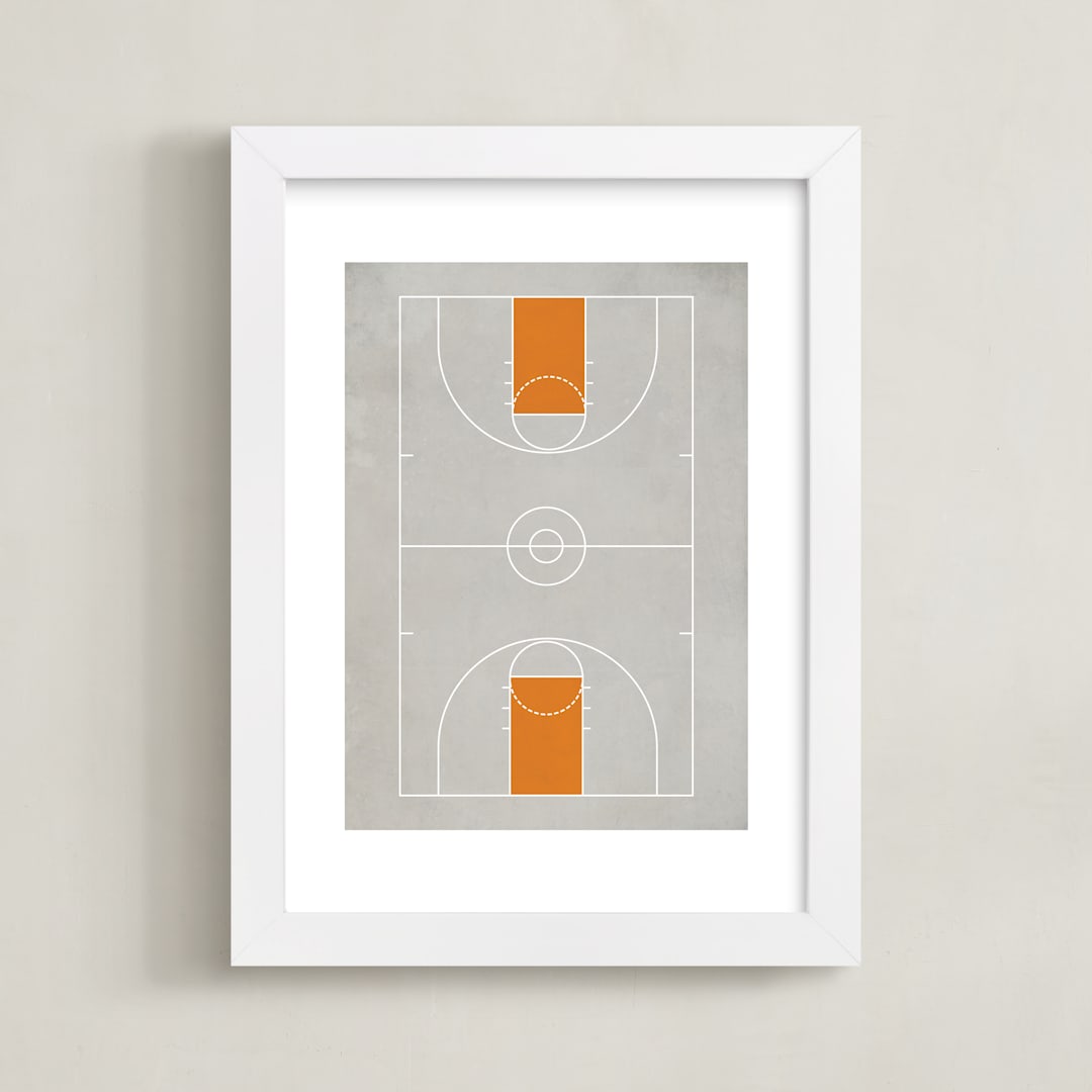 "Full Court" - Art Print in Smoke Orange by Jennifer Morehead - Framed