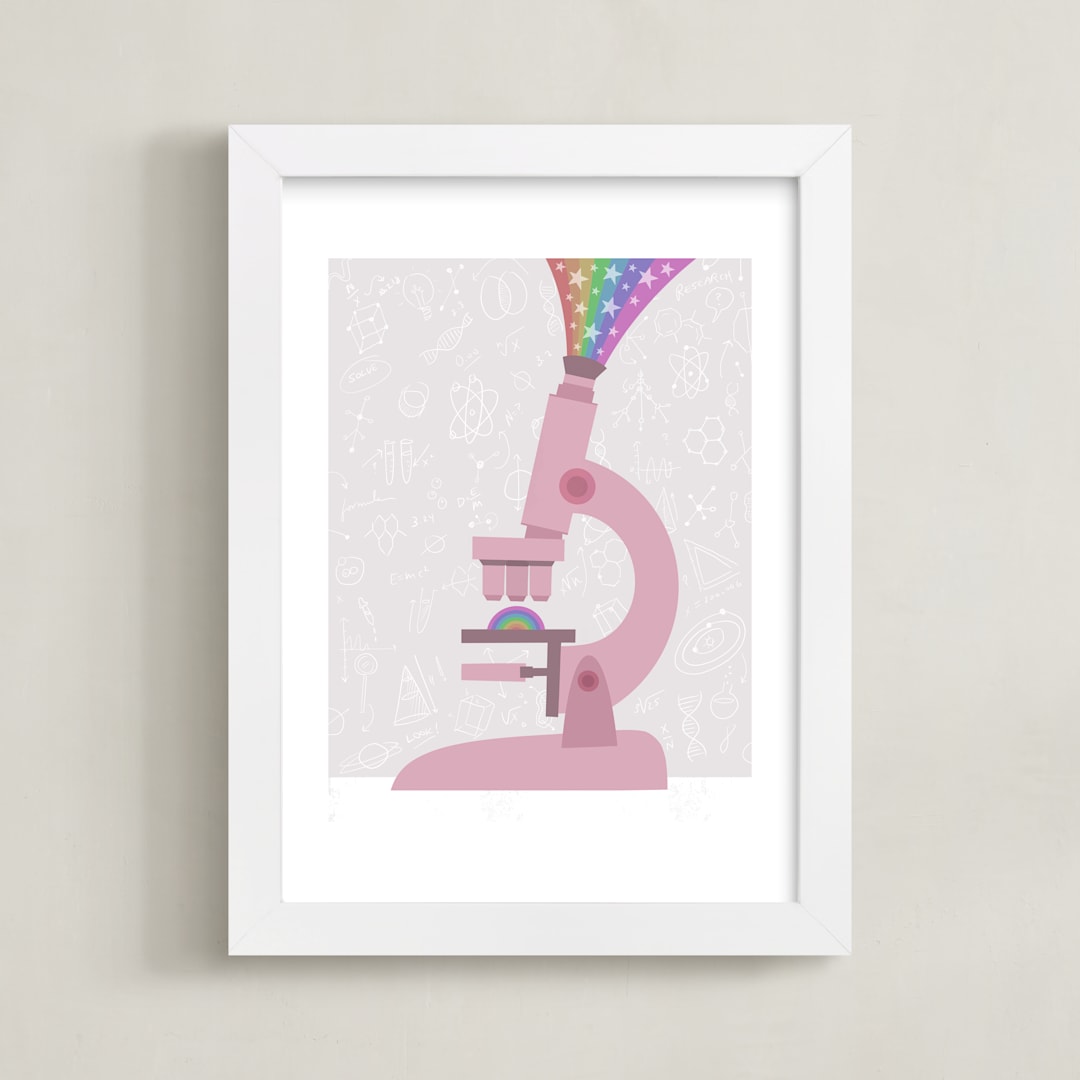 "My Microscope" - Art Print in Gray Pink by Naava Katz - Framed