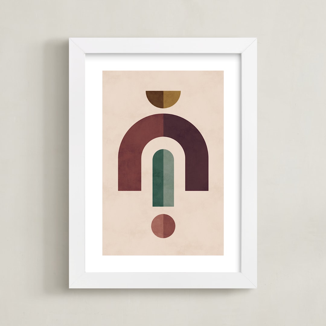 "Geometric 2" - Art Print in Emerald Green by Kelly Schmidt - Framed