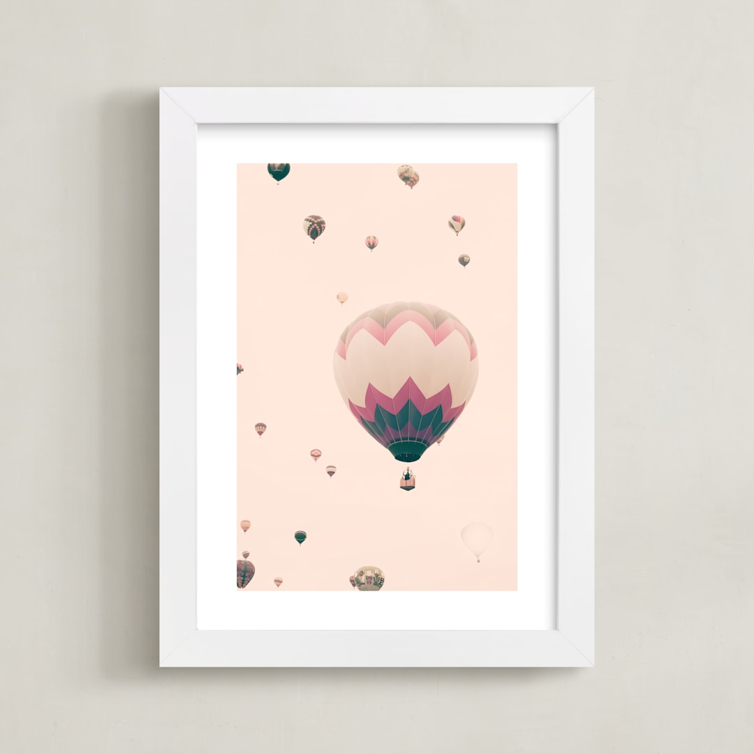 "To The Stars" - Art Print in Pale Pink by Caroline Mint - Framed