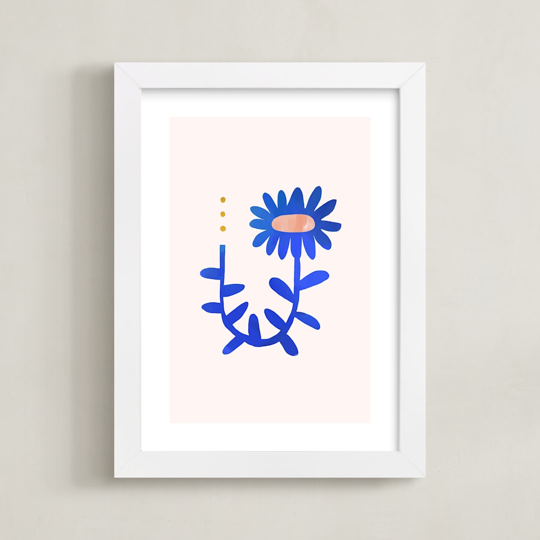 "A Flower For You, A Flower For Me II" - Art Print in Rain by Kayla King - Framed