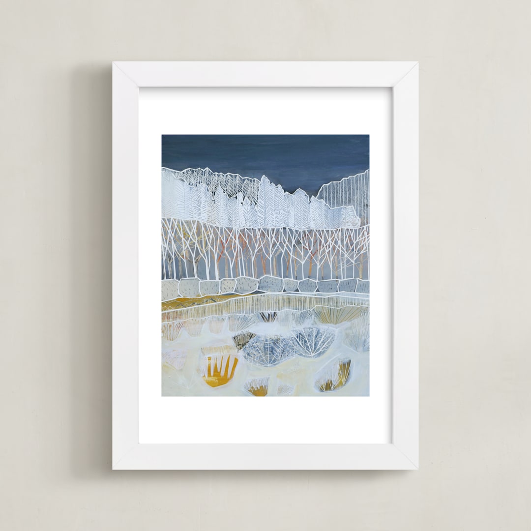 "White Woods" - Art Print in Winter White by Sarah Fitzgerald - Framed