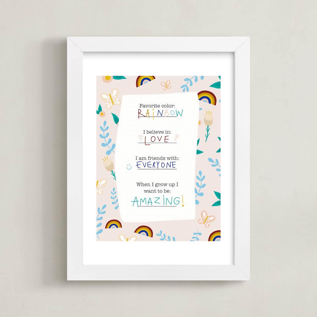"All About Me" - Art Print in Peachy by Naava Katz - Framed