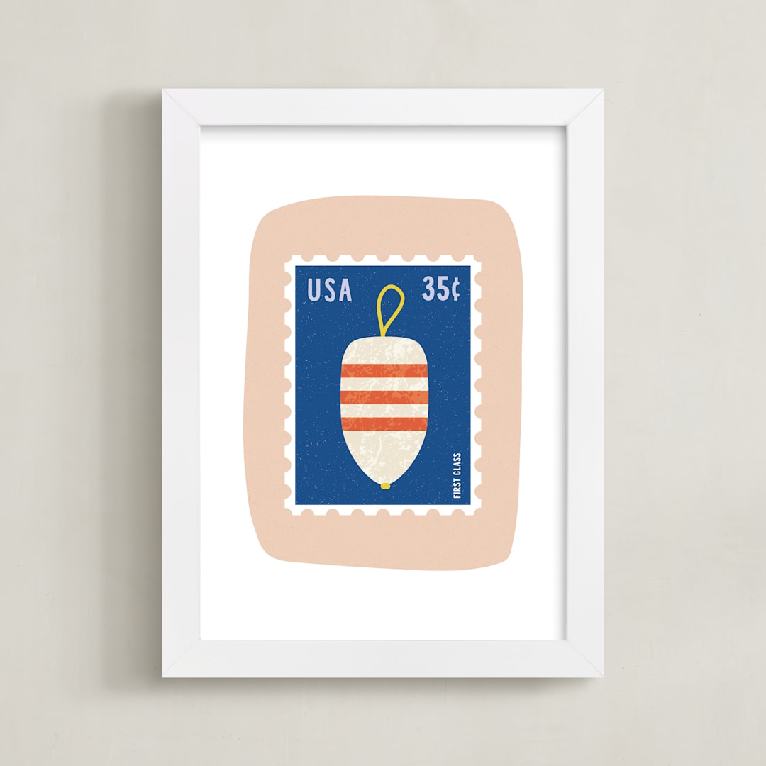 "Oh Buoy" - Art Print in Blush by Nadia Hassan - Framed