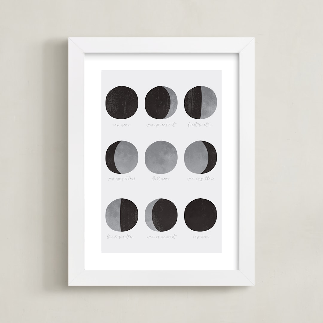 "the lunar cycle" - Art Print in Moon Rock by Dawn Jasper - Framed