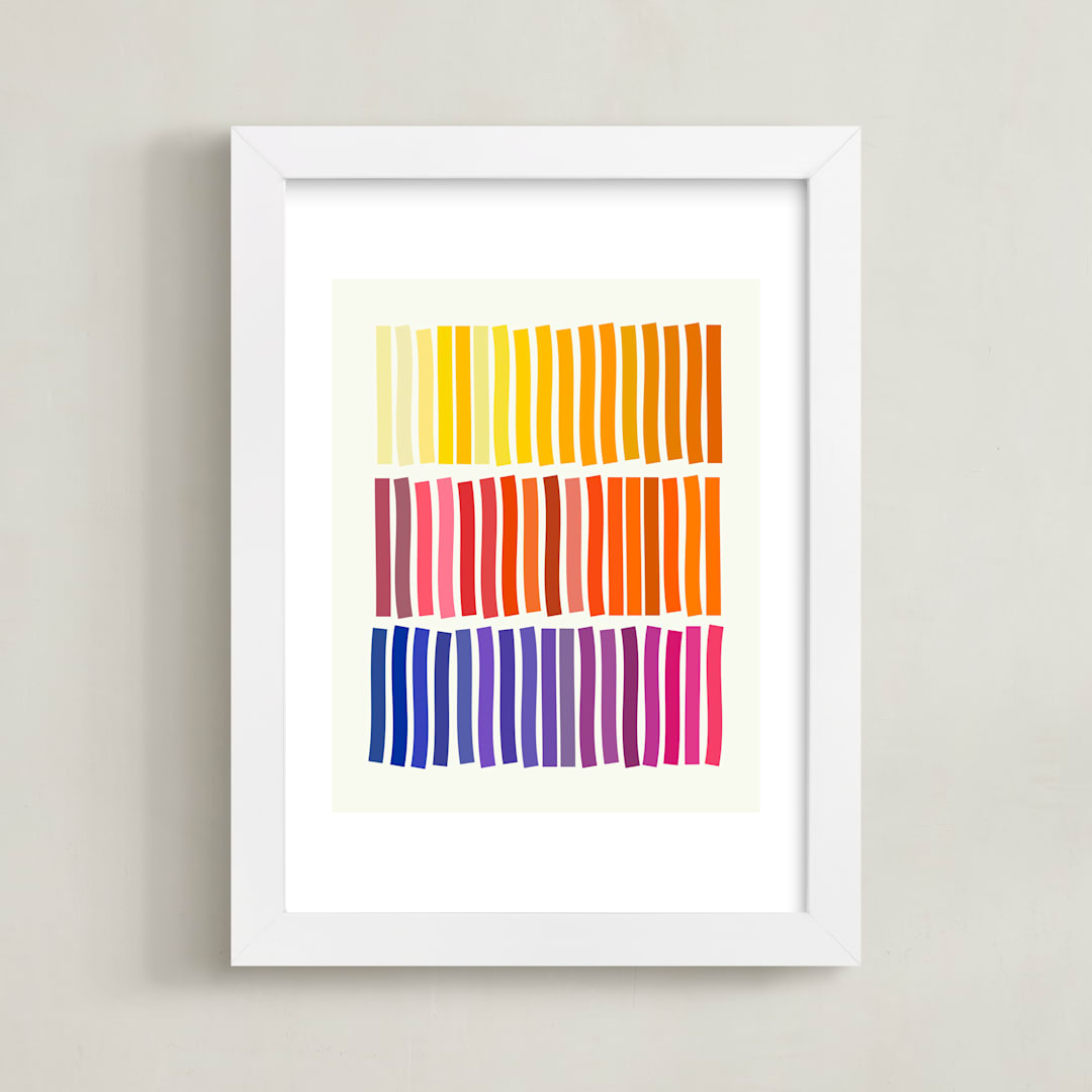 "Lines" - Art Print in Rainbow by Beth Vassalo - Framed
