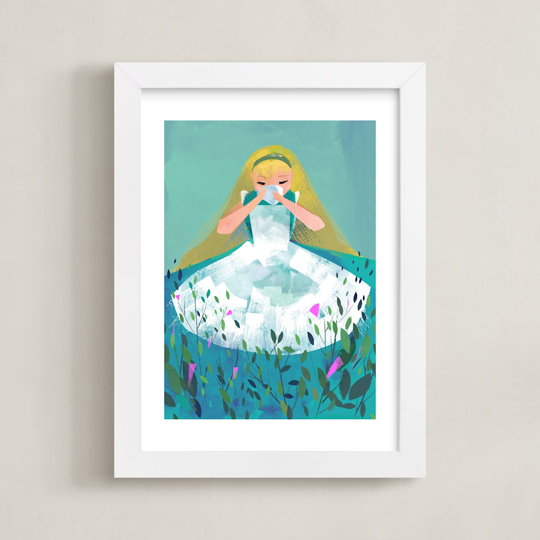 "Alice" - Art Print in Blue by Lori Wemple - Framed