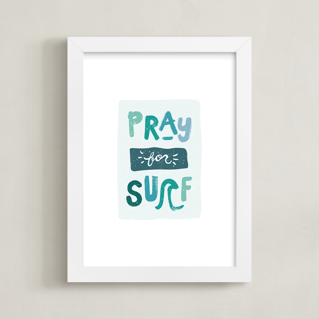 "Grom" - Art Print in Sea by Kayla King - Framed