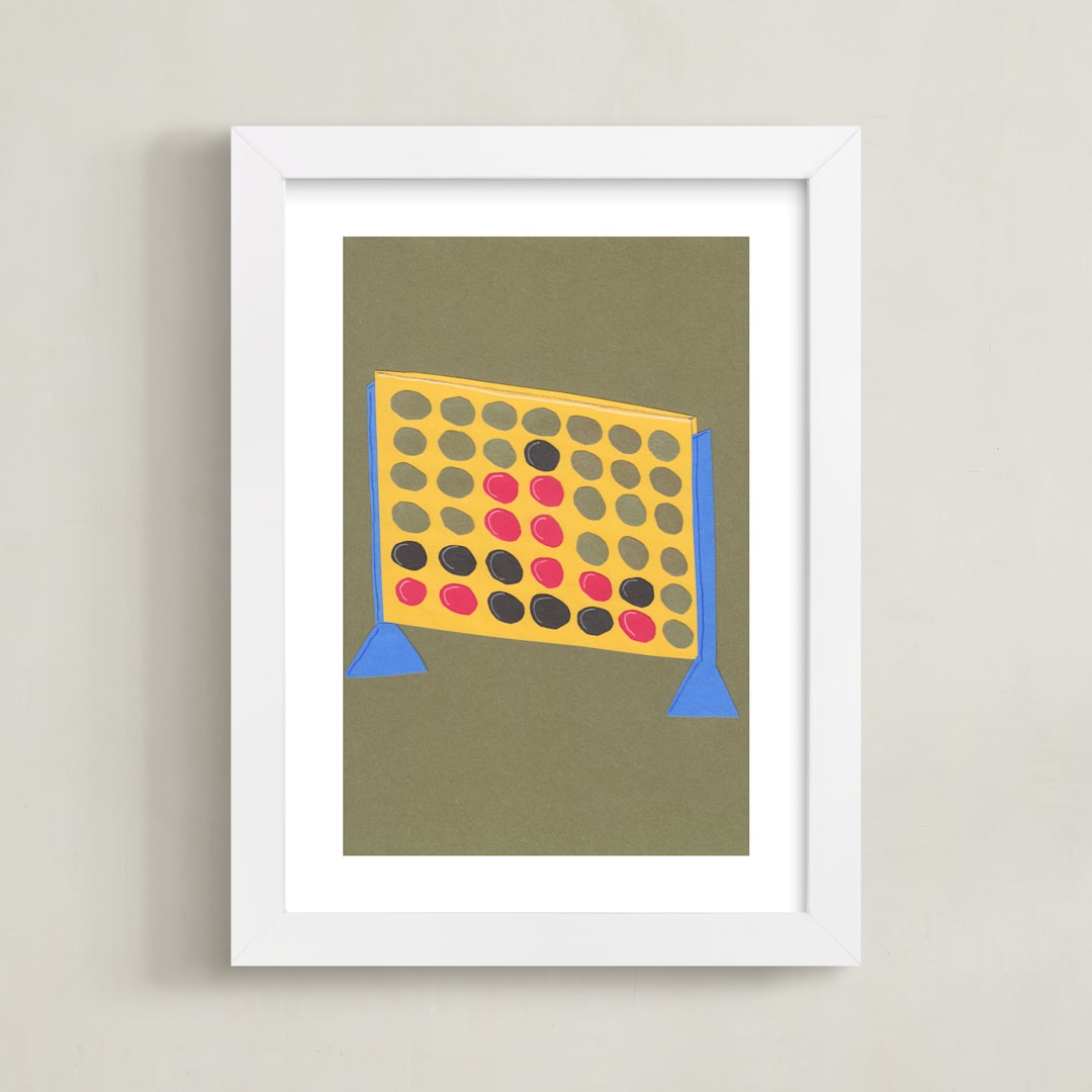 "Connect Four" - Art Print in Game Night Green by Elliot Stokes - Framed