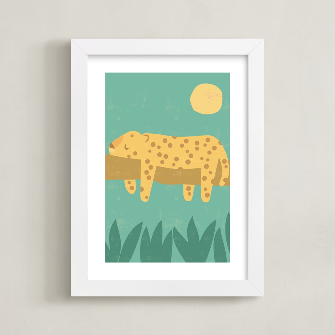 "Jungle Siesta" - Art Print in Jade by Angela Thompson - Framed