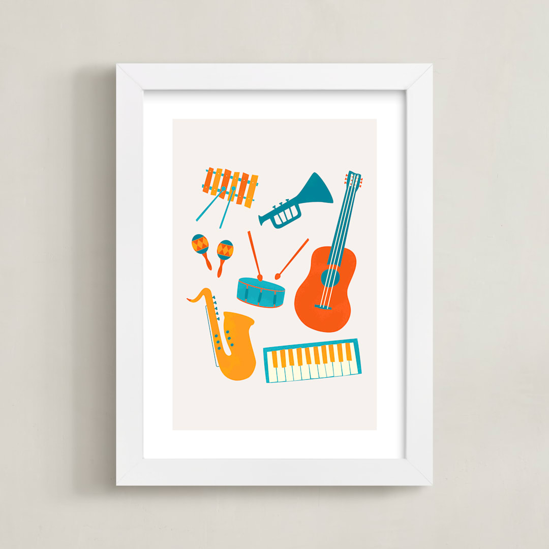 "Play Music" - Art Print in Persimmon by Malty Designs - Framed
