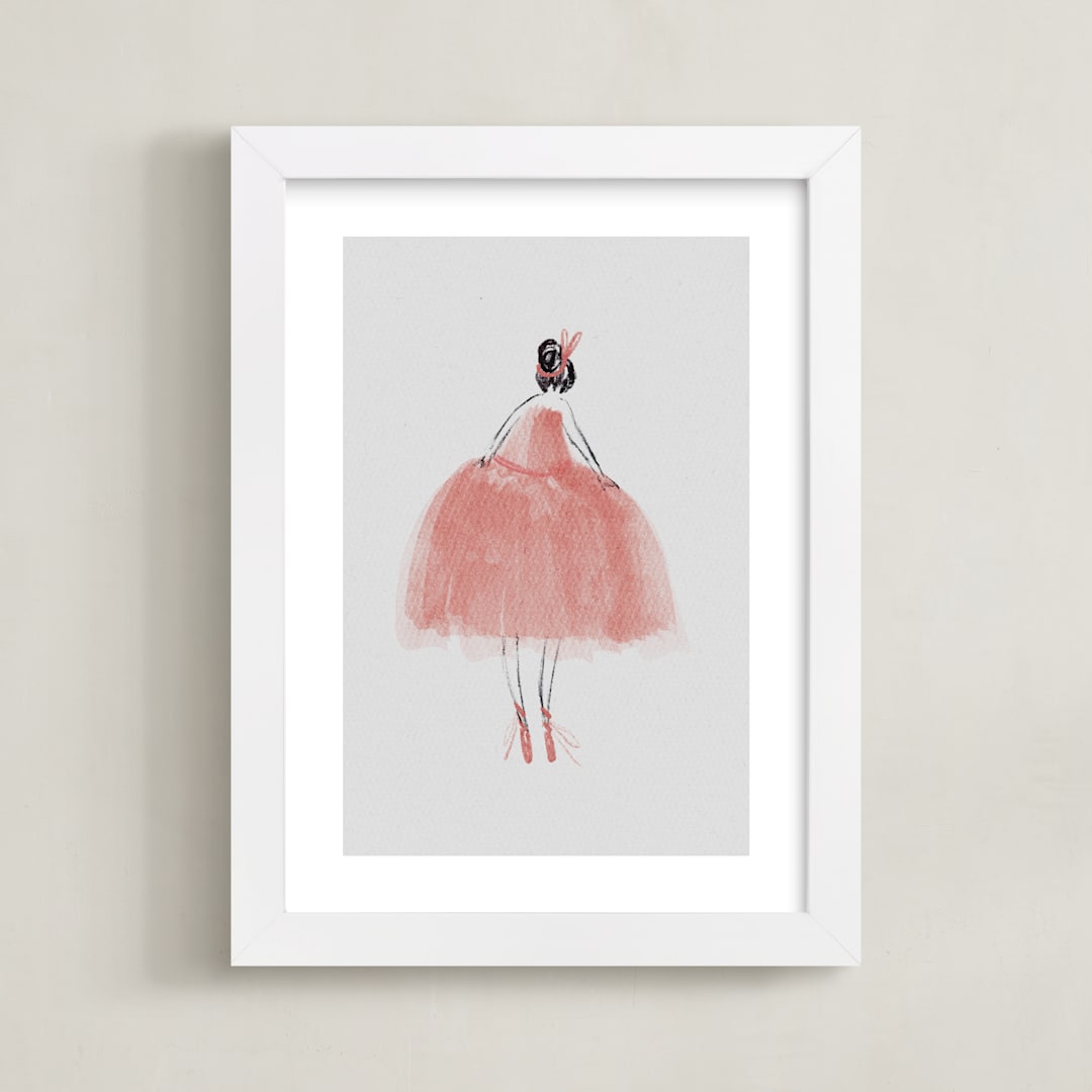 "Painted Ballerina" - Art Print in rose by Grae - Framed