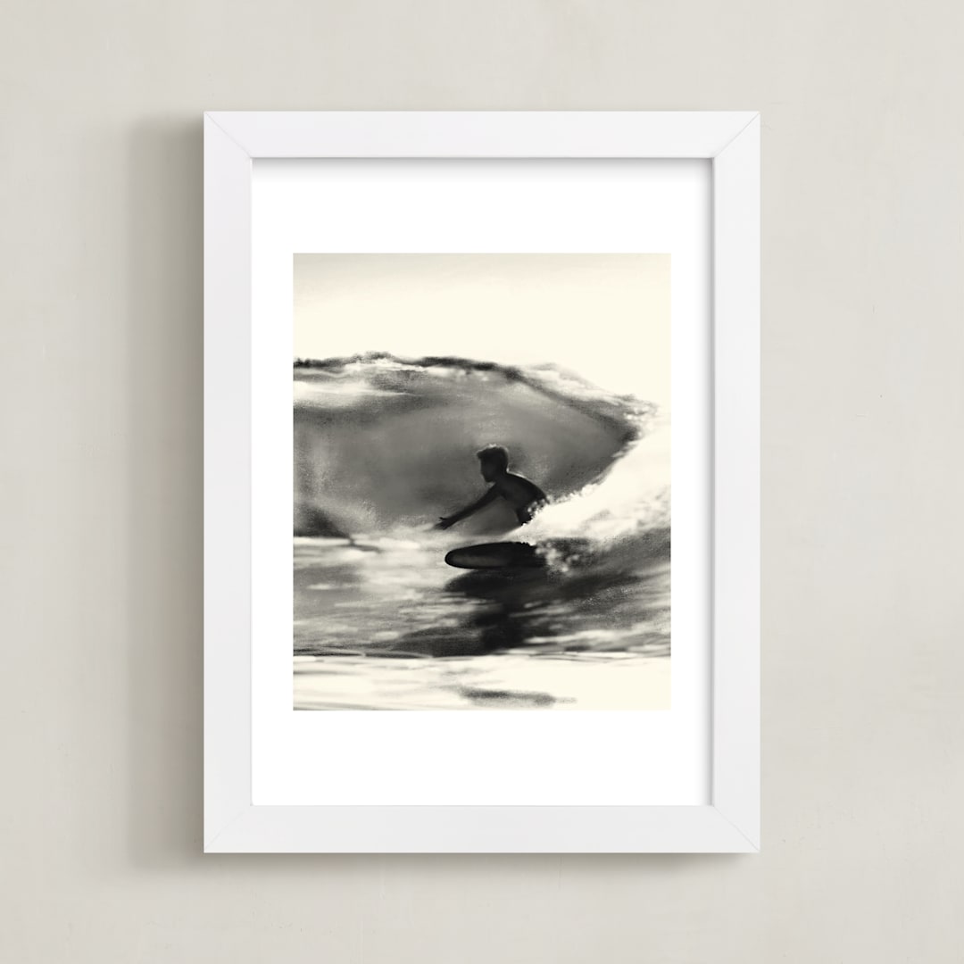 "Wave Rider One" - Art Print in Grey Swell by Jenny Partrite - Framed