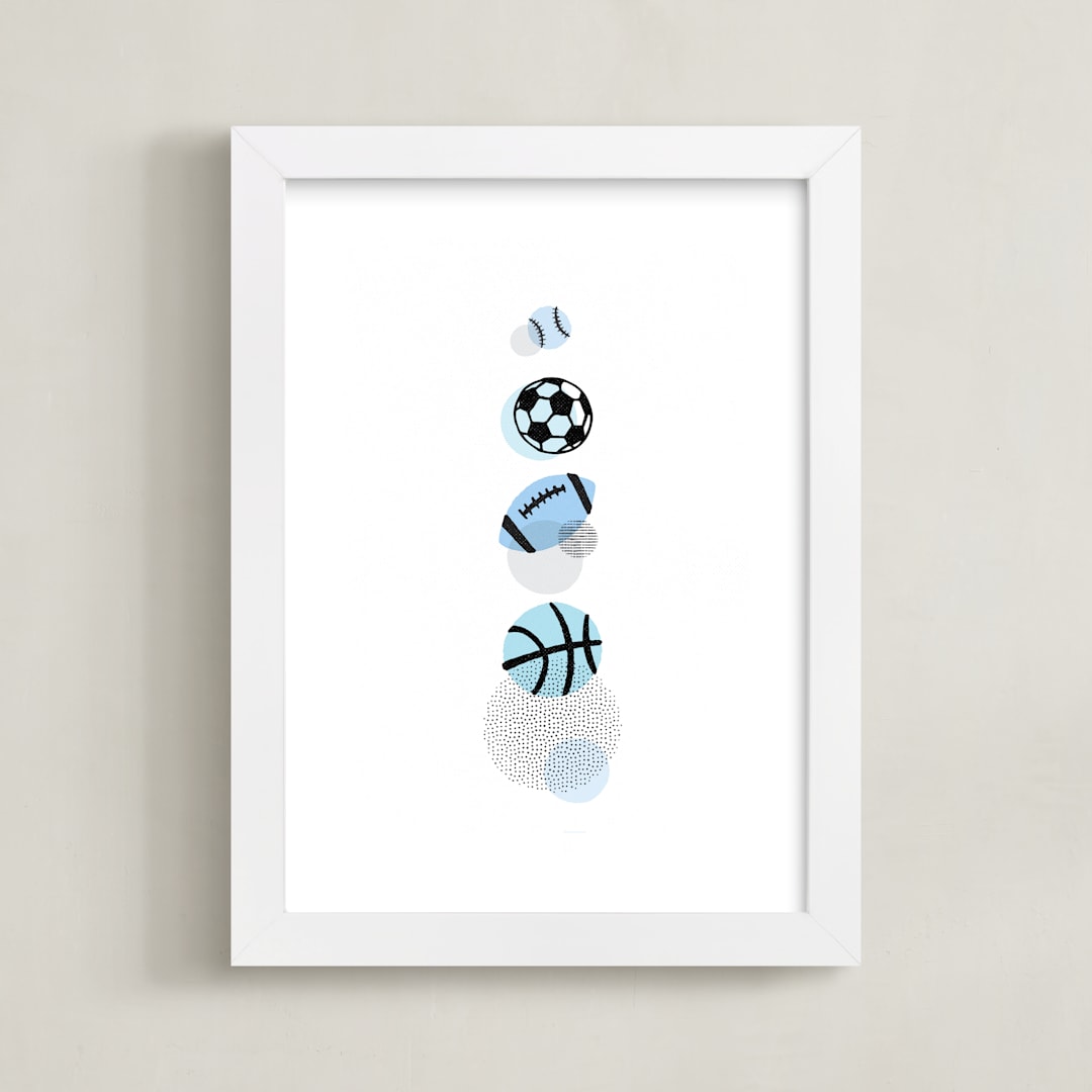 "Pop Art Sports" - Art Print in Periwinkle by Jessie Steury - Framed