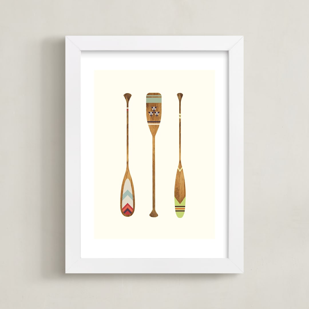 "Let's Get Paddles" - Art Print in Wood by SUWACHI - Framed