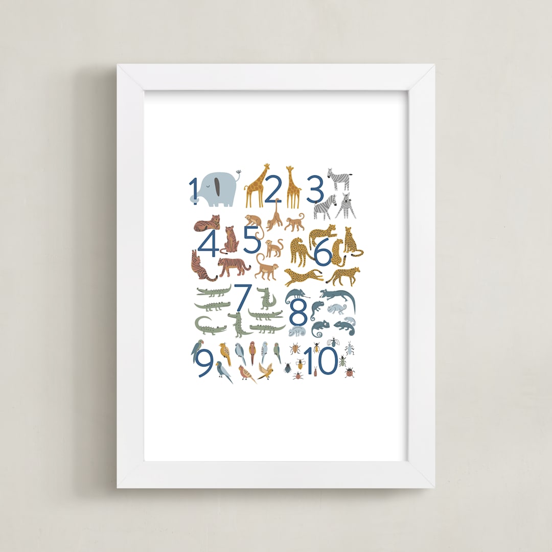 "Wild Numbers" - Art Print in Cotton by Teju Reval - Framed