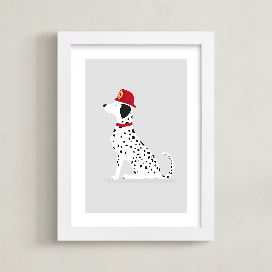 "Fire Dalmatian" - Art Print in Smoke by Ashley Presutti Beasley - Framed