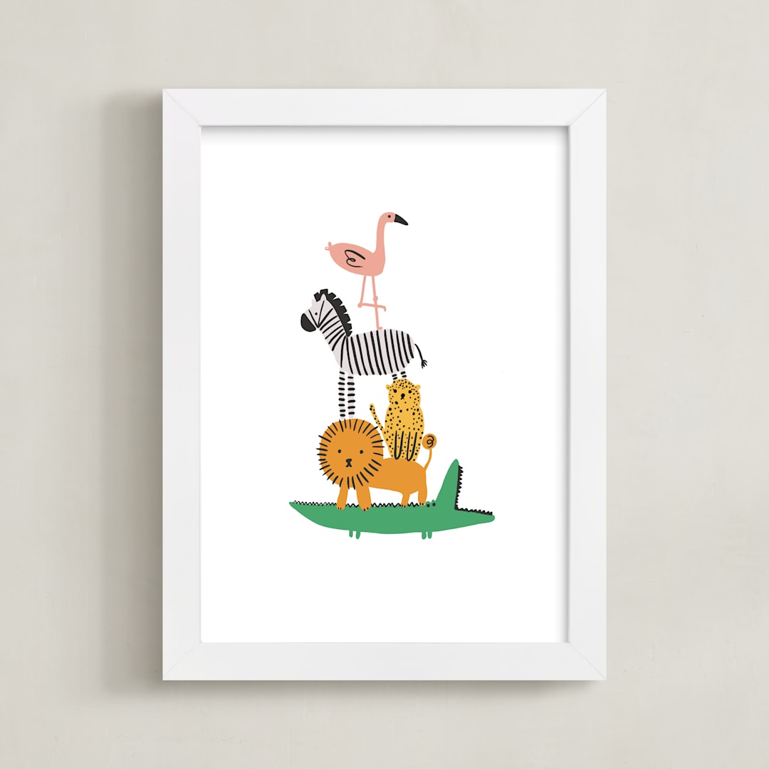 "Safari Stack" - Art Print in Jungle by Hudson meet Rose - Framed