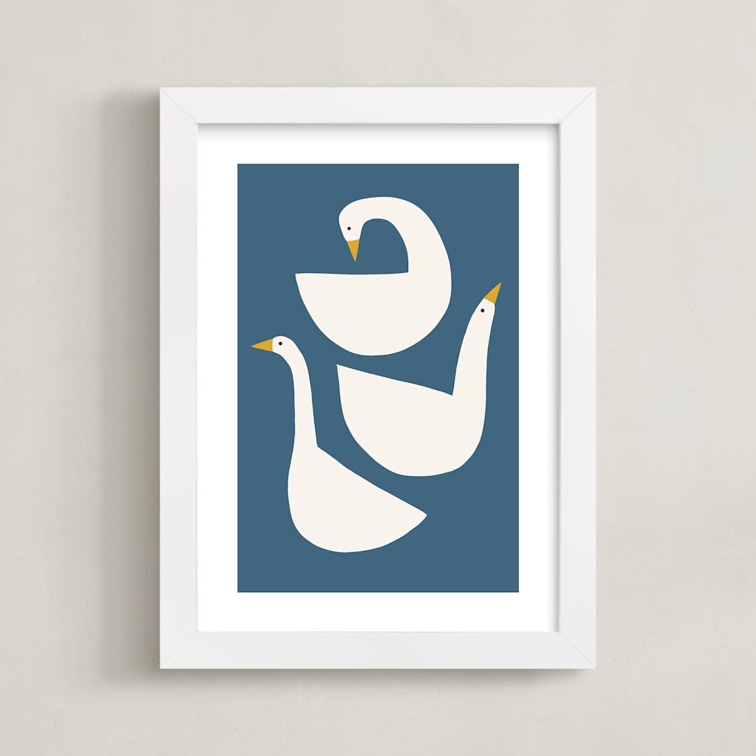 "Quack Stack" - Art Print in Lake by Betsy Siber - Framed