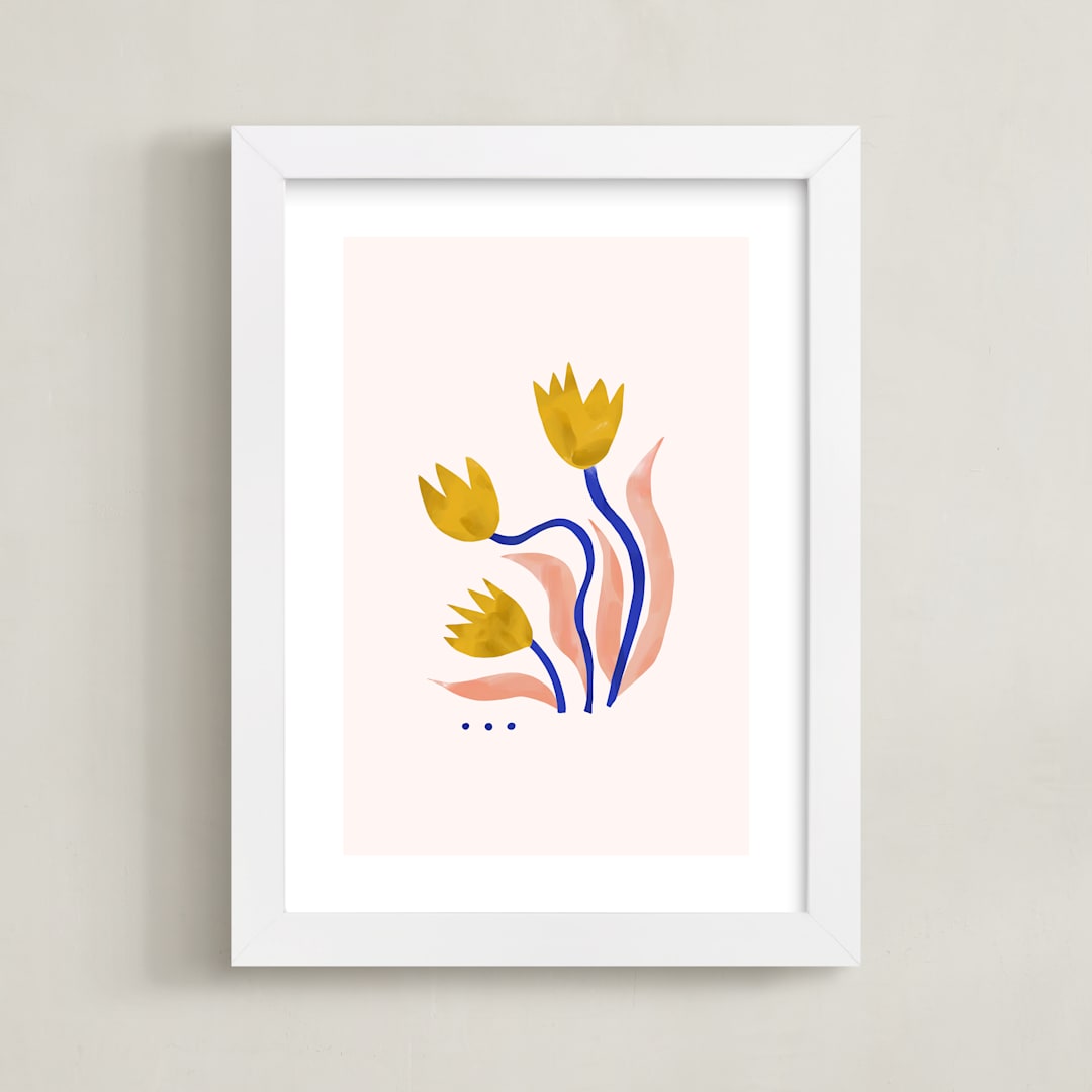 "A Flower For You, A Flower For Me III" - Art Print in Peony by Kayla King - Framed