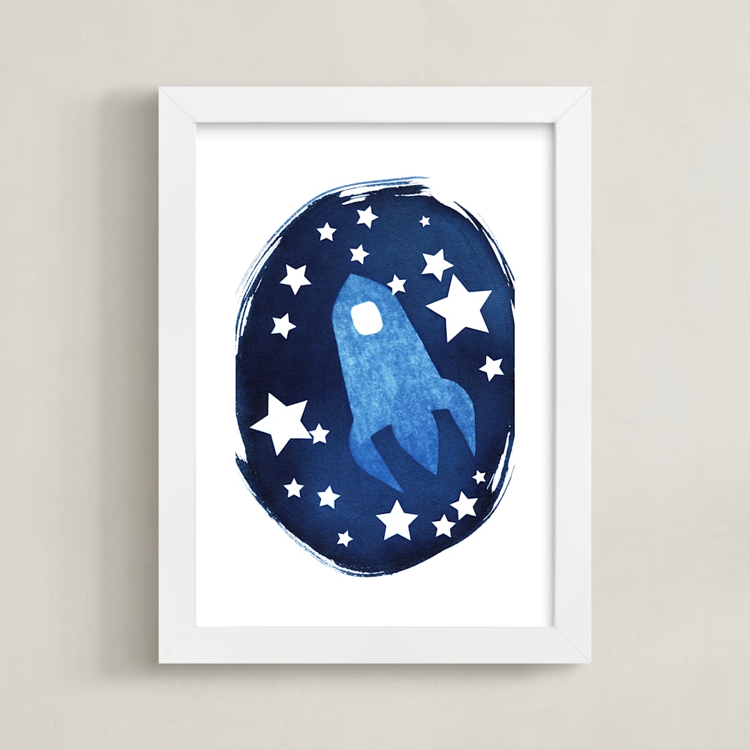 "To the stars and beyond" - Art Print in Prussian Blue by raven erebus - Framed