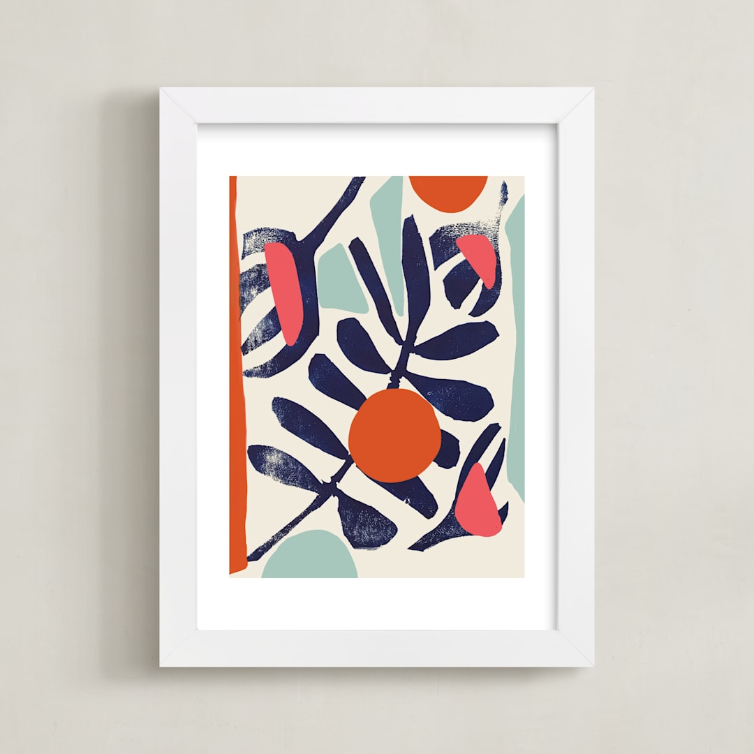 "Garden Remixed and Reimagined" - Art Print in Midnight Blue by Deborah Velasquez - Framed